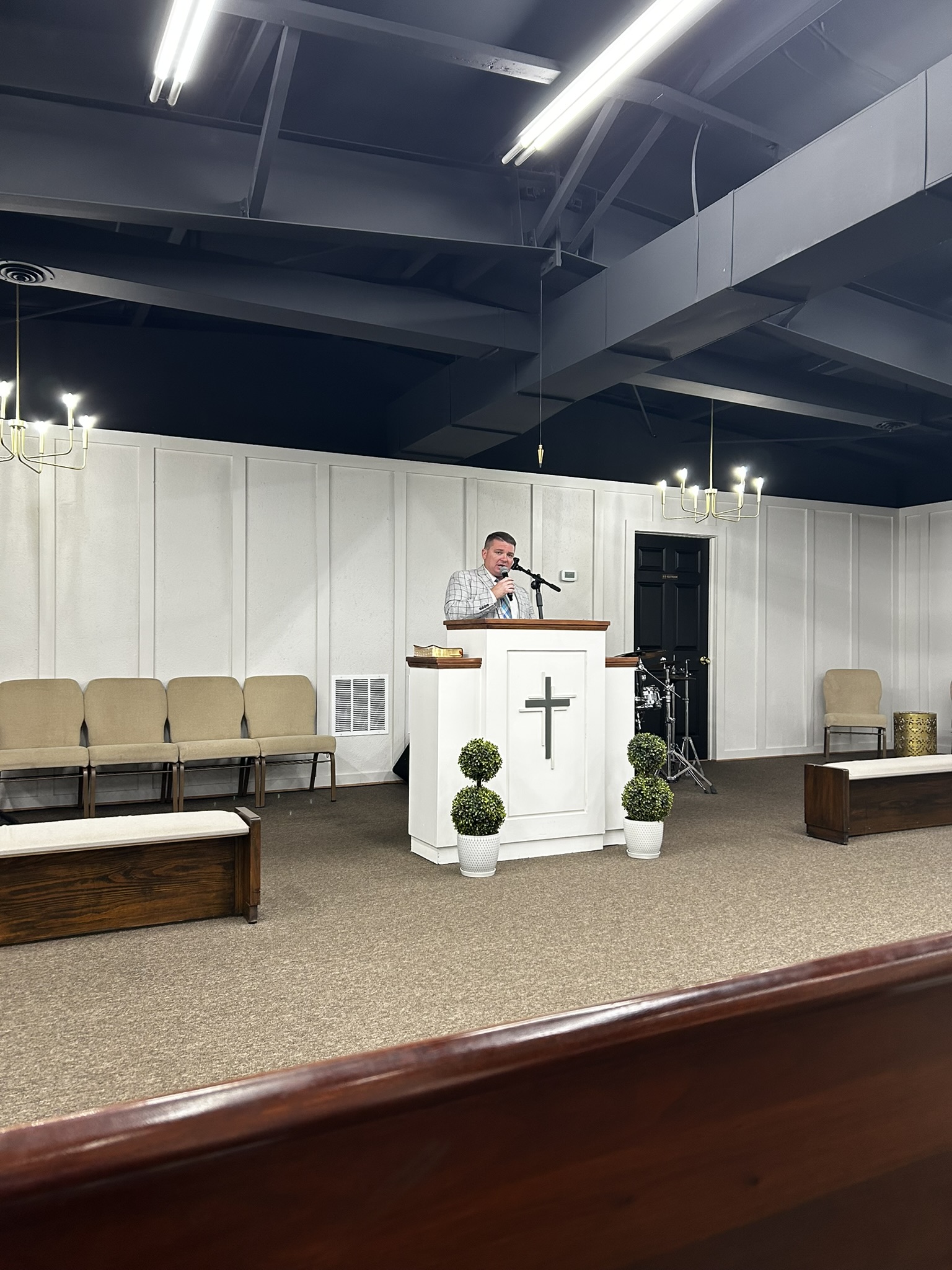 Pastor preaching from the pulpit