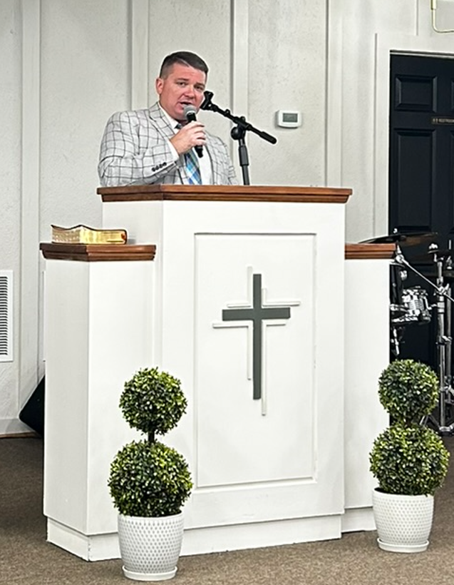 Pastor preaching from the pulpit